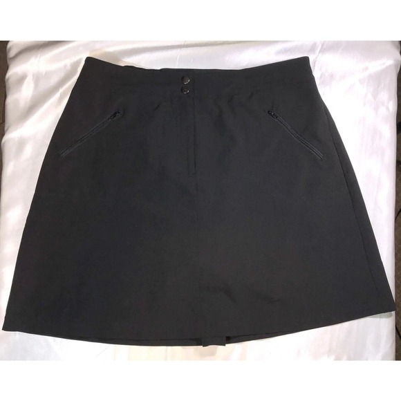 TravelSmith Skorts Black Flare Zipper Pockets Elastic Waist Womens Size L - Picture 1 of 11